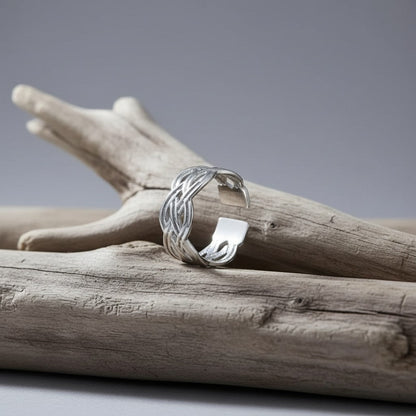 RVS Damesring Verstelbaar – Keltisch Gevlochten Schakels – One Size - Aramat Jewels - Ringen - cadeautip