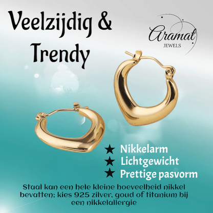 RVS druppelvormige oorringen 22mm – Goudkleurige hoops - oor6364 - 514383 - Oorringen kopen# - 22mm - alles - bolletjes