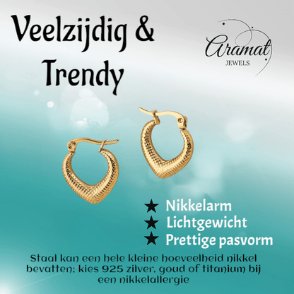 RVS Druppelvormige Oorringen met Ruitjesmotief 20x20mm - oor6363 - 514414 - Oorringen kopen# - 20mm - alles - bolletjes