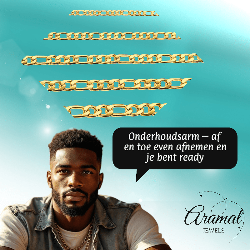 RVS Figaro Ketting Goudkleur 50 - 60cm - Klassieke Schakelketting - Aramat Jewels - Halskettingen - cadeautip