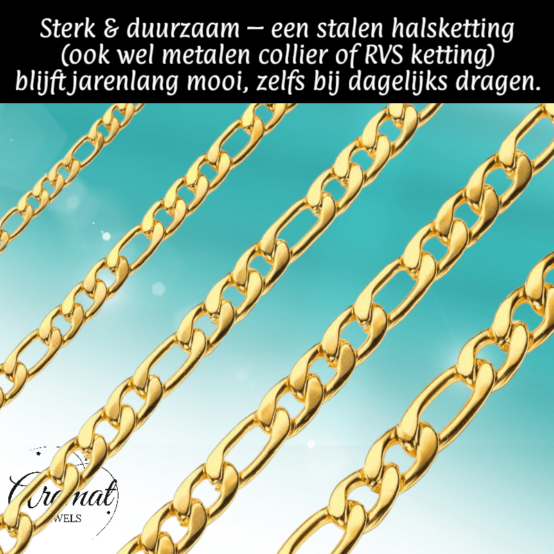 RVS Figaro Ketting Goudkleur 50 - 60cm - Klassieke Schakelketting - Aramat Jewels - Halskettingen - cadeautip