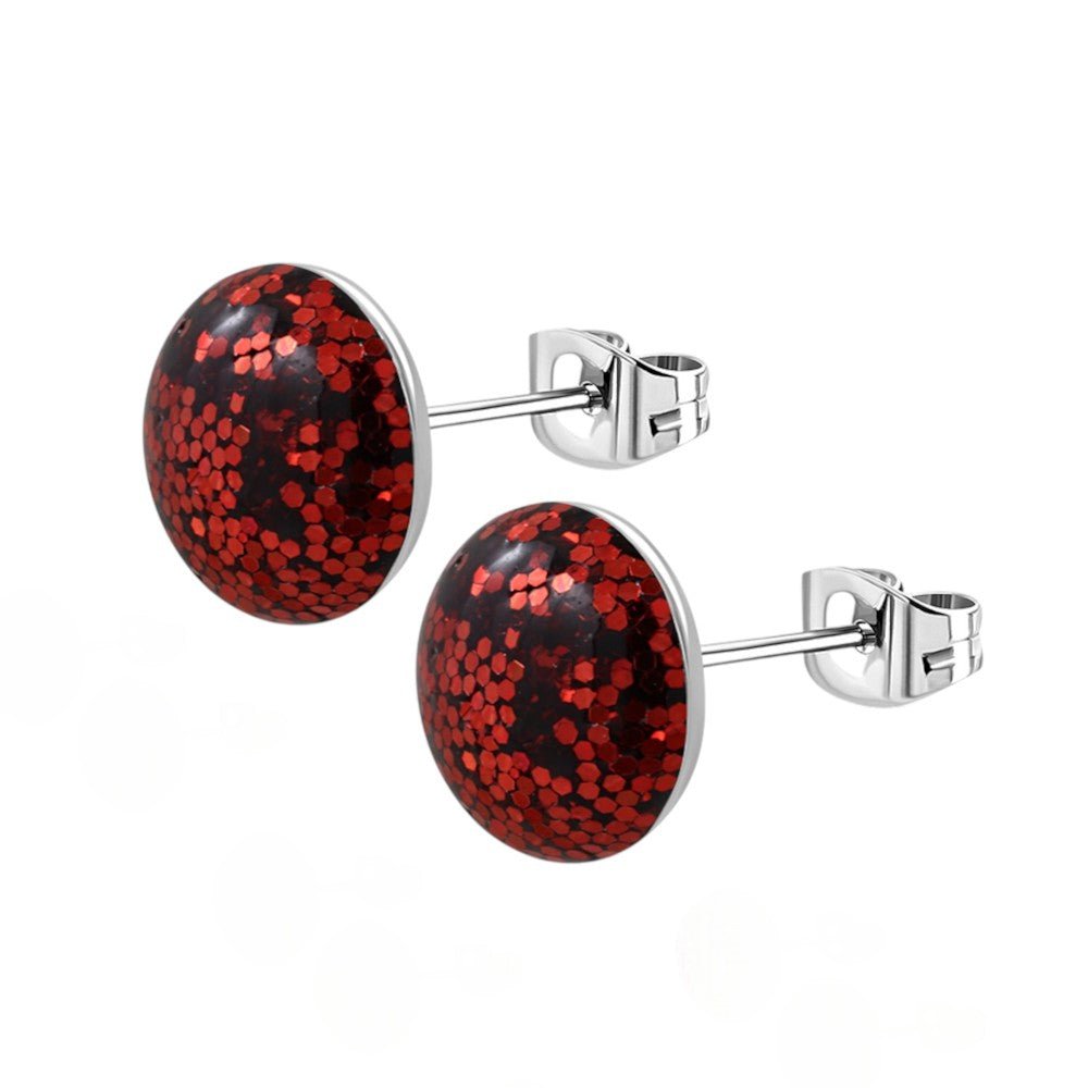 RVS Glitter Oorbellen 8mm Diverse Kleuren - Sprankelende Oorstekers - Aramat Jewels - Oorbellen - cadeautip
