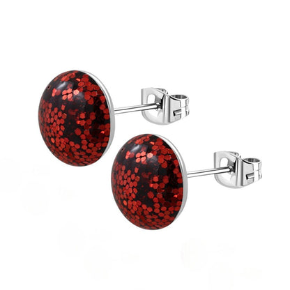 RVS Glitter Oorbellen 8mm Diverse Kleuren - Sprankelende Oorstekers - Aramat Jewels - Oorbellen - cadeautip