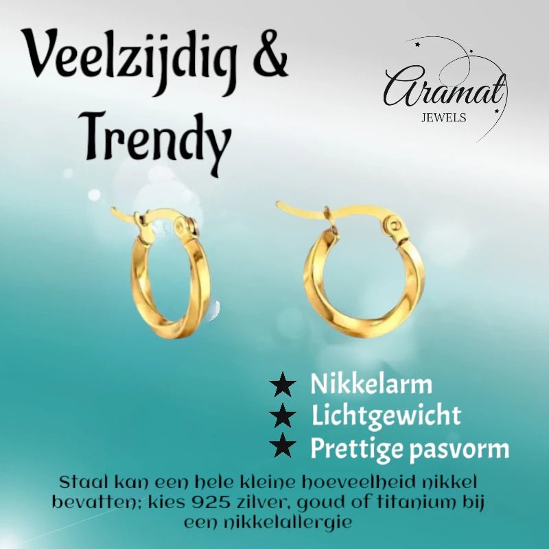 RVS Goudkleurige Gedraaide Oorringen 10mm - Trendy & Tijdloos - oor2521 - Oorringen kopen