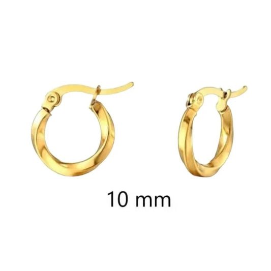 RVS Goudkleurige Gedraaide Oorringen 10mm - Trendy & Tijdloos - oor2521 - Oorringen kopen