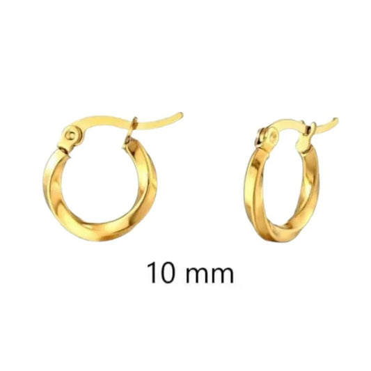 RVS Goudkleurige Gedraaide Oorringen 10mm - Trendy & Tijdloos - oor2521 - Oorringen kopen