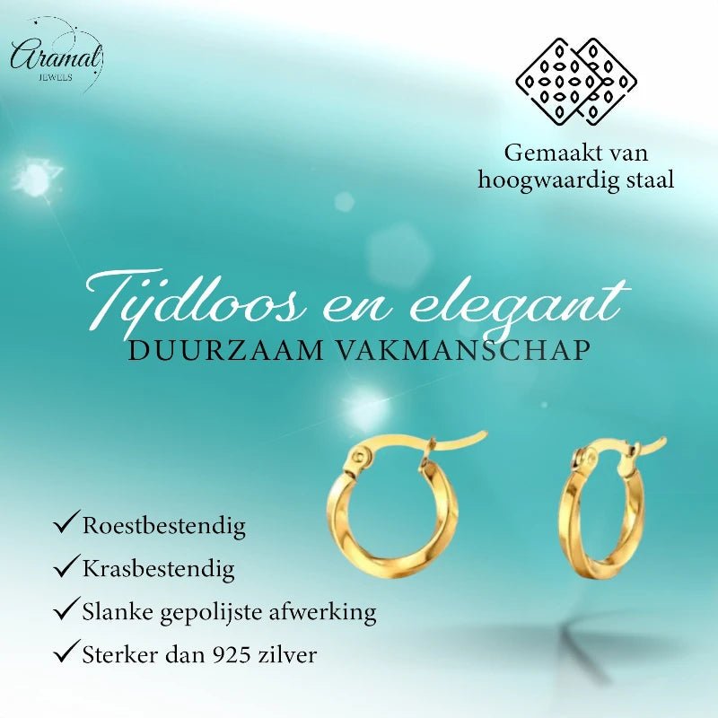RVS Goudkleurige Gedraaide Oorringen 10mm - Trendy & Tijdloos - oor2521 - Oorringen kopen