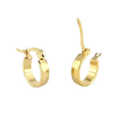 RVS Goudkleurige Oorringetjes 10mm - Blokjesmotief - oor2001 - Oorringen kopen