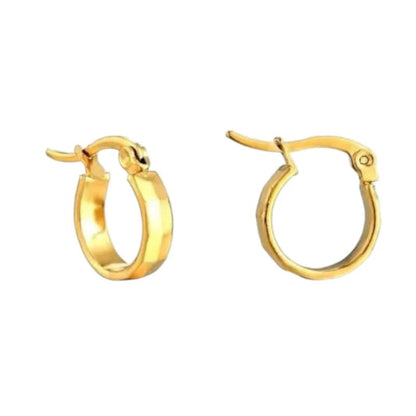 RVS Goudkleurige Oorringetjes 10mm - Blokjesmotief - oor2001 - Oorringen kopen