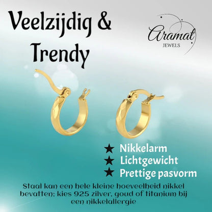 RVS Goudkleurige Oorringetjes 10mm - Kleine Hoops - oor2008 - fg - Oorringen kopen