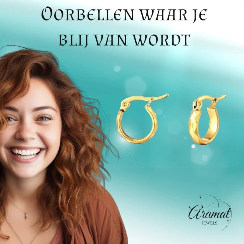 RVS Goudkleurige Oorringetjes 10mm - Kleine Hoops - oor2008 - fg - Oorringen kopen