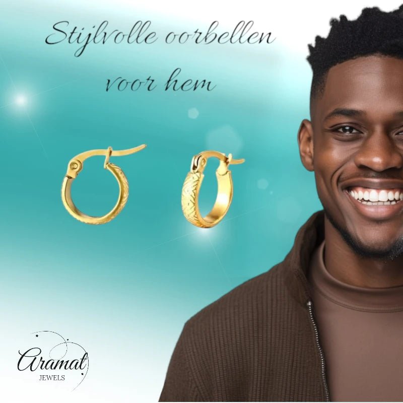 RVS Goudkleurige Oorringetjes 10mm - zigzag motief - oor846 - Oorringen kopen