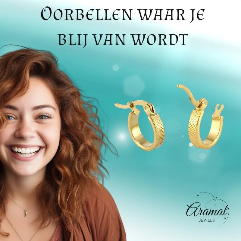 RVS Goudkleurige Oorringetjes - Stijlvol & Klein - oor4782 - fg - Oorringen kopen