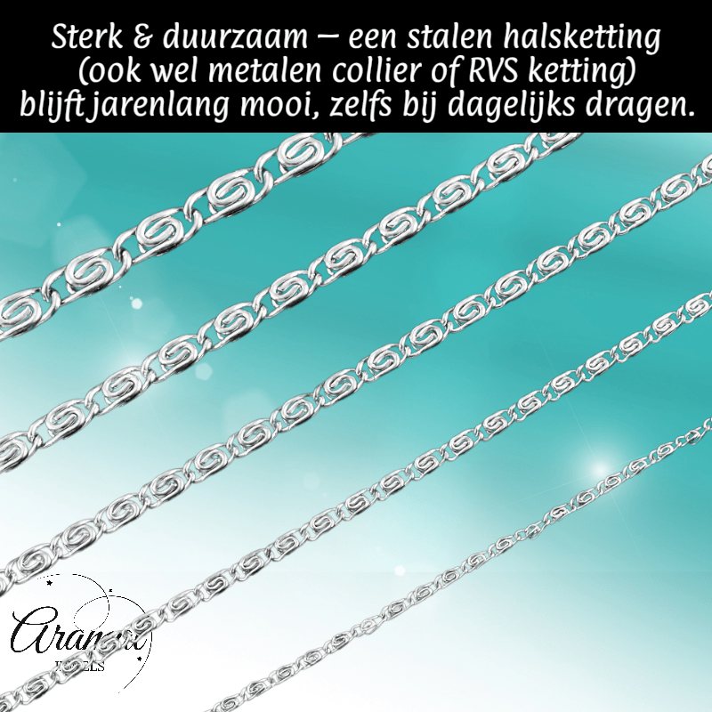 RVS Griekse Ketting 50 - 60cm Zilverkleur - Greek Pattern Unisex - Aramat Jewels - Halskettingen - cadeautip