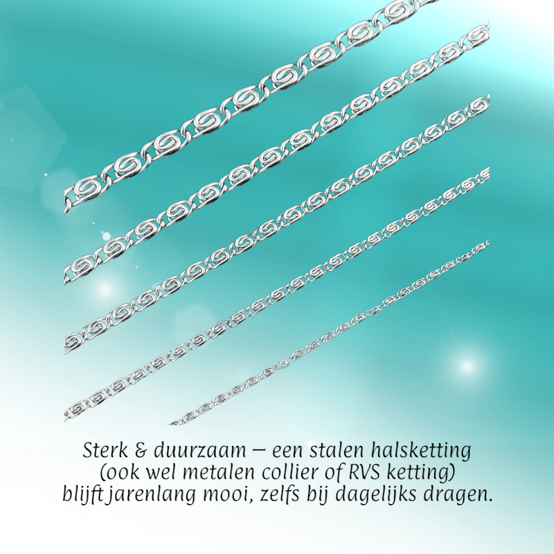 RVS Griekse Ketting 50 - 60cm Zilverkleur - Greek Pattern Unisex - Aramat Jewels - Halskettingen - cadeautip