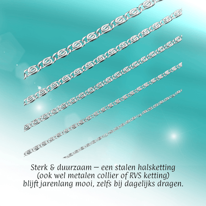 RVS Griekse Ketting 50 - 60cm Zilverkleur - Greek Pattern Unisex - Aramat Jewels - Halskettingen - cadeautip