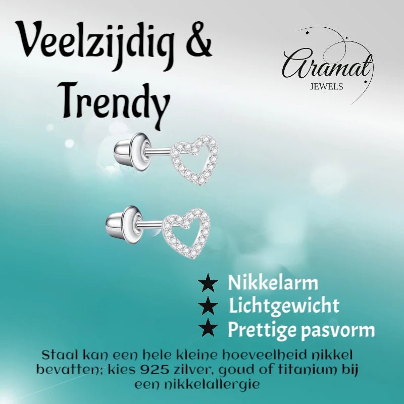 RVS hartjes kinderoorbellen 6mm – Schroefsluiting - oor6270 - 72437 - Oorbellen kopen# - 6mm - alles - cadeau
