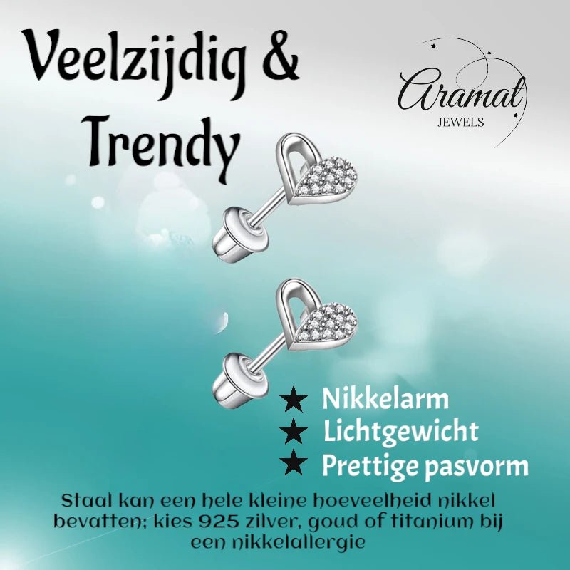 RVS hartjes oorbellen kind 7mm– Schroefsluiting - oor6272 - 72439 - Oorbellen kopen# - 7mm - alles - cadeau