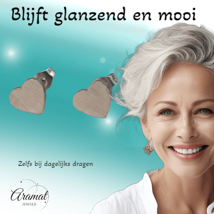 RVS Hartjes Oorstekers Zilverkleur 9mm Gesloten - Aramat Jewels - Oorbellen - cadeautip
