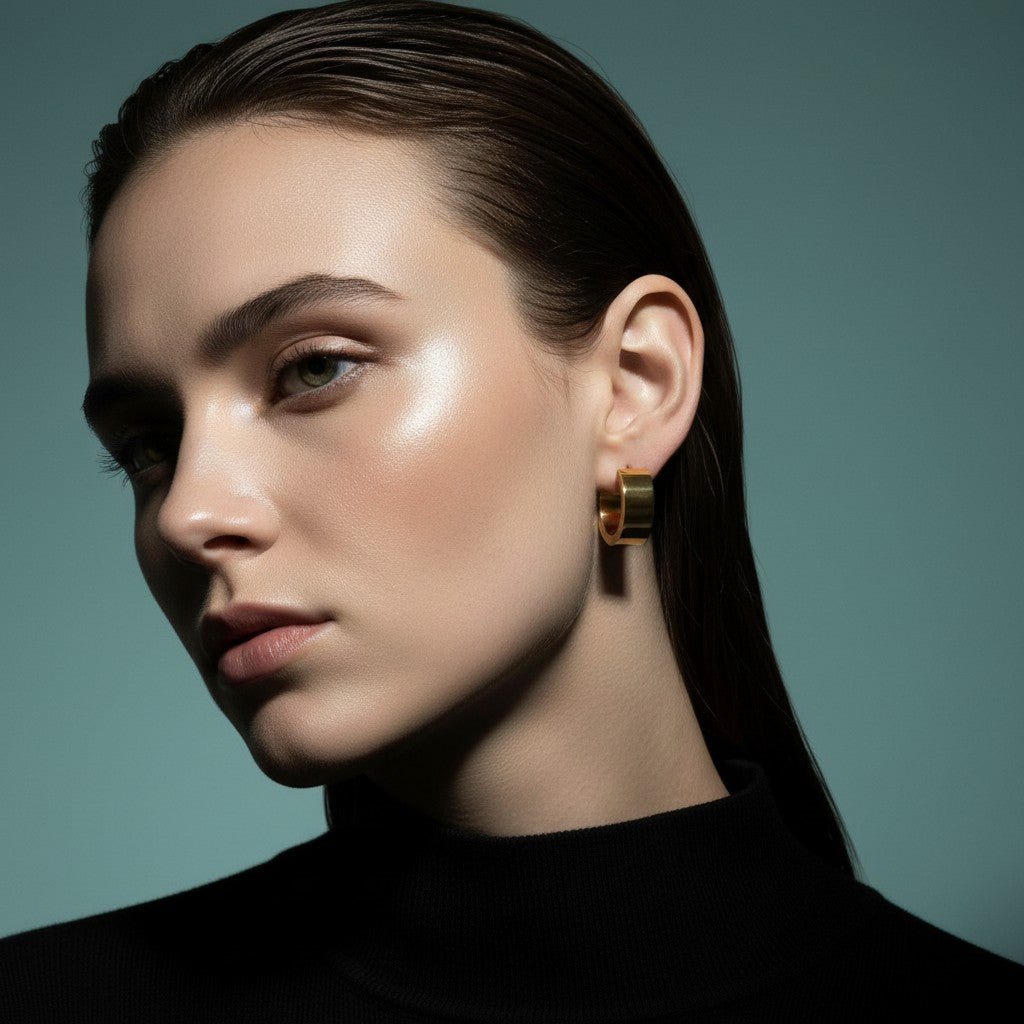 RVS Hoepel Oorringen Glad Goudkleur 20mm - Dames - Aramat Jewels - Oorringen - cadeautip