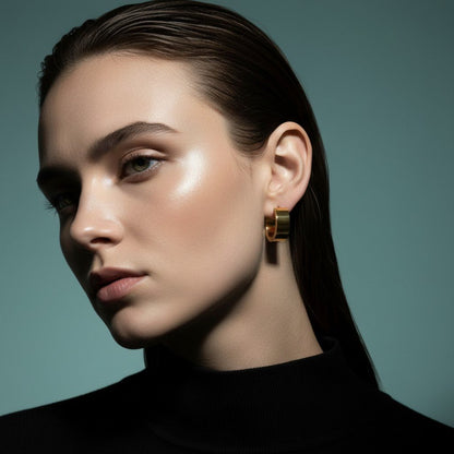 RVS Hoepel Oorringen Glad Goudkleur 20mm - Dames - Aramat Jewels - Oorringen - cadeautip