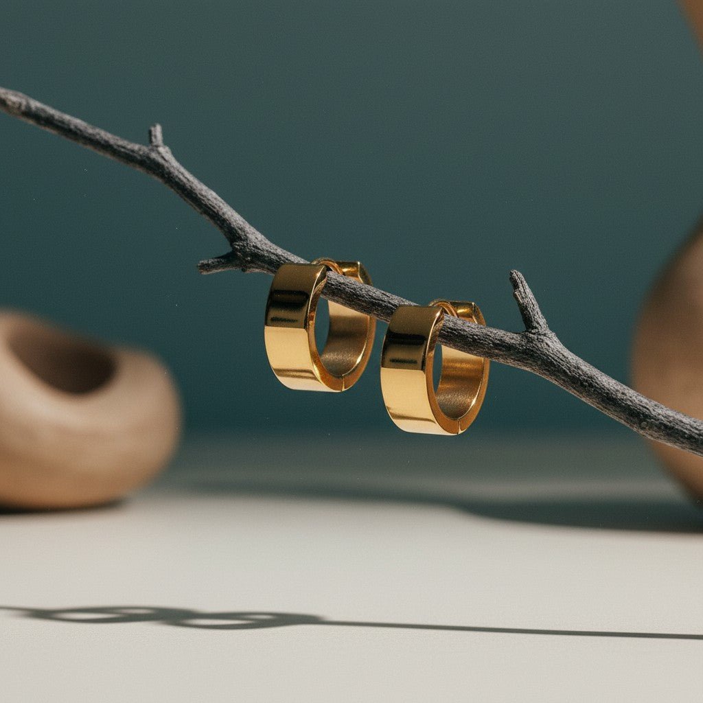 RVS Hoepel Oorringen Glad Goudkleur 20mm - Dames - Aramat Jewels - Oorringen - cadeautip