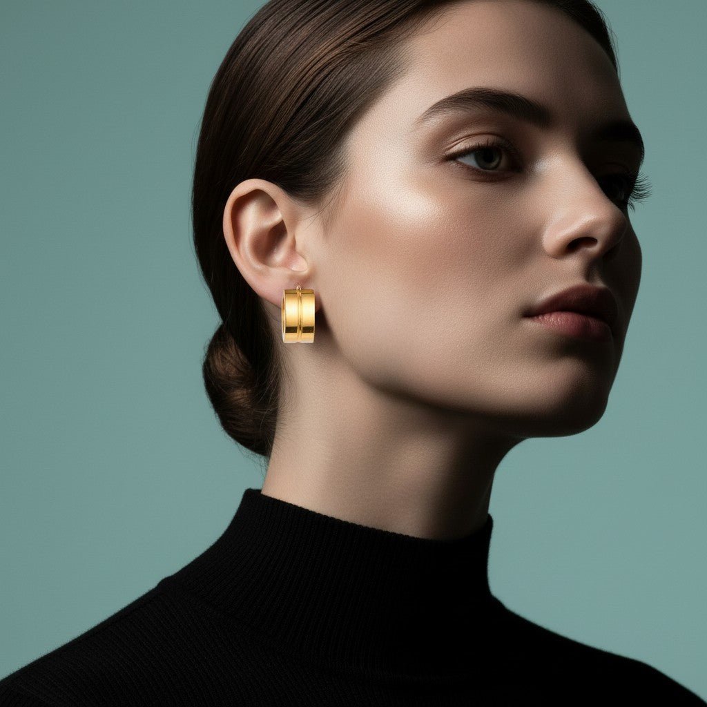 RVS Huggie Oorringen Dunne Gleuf Goudkleur 13mm - Dames - Aramat Jewels - Oorringen - cadeautip