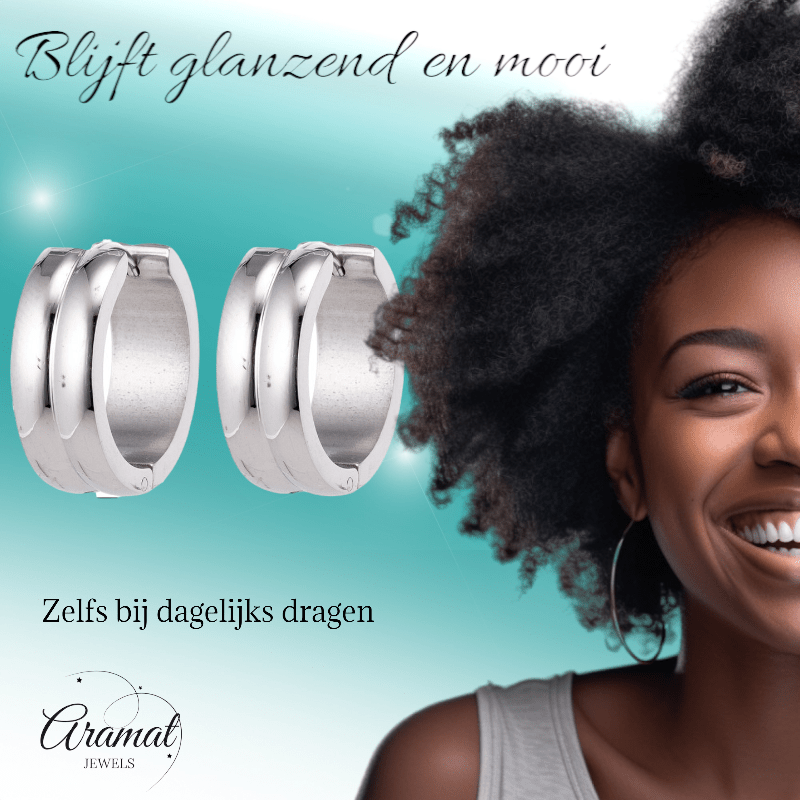 RVS Huggie Oorringen - unisex - 20x7mm - oor5832 - se41104 - Oorringen kopen# - 20mm - 7mm - alles
