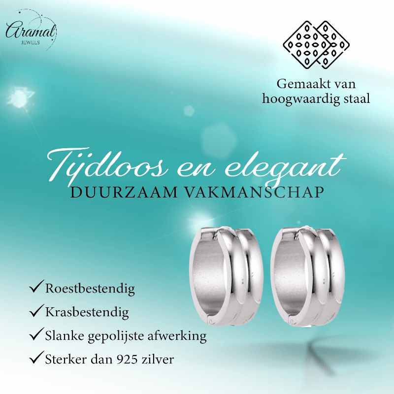 RVS Huggie Oorringen - unisex - 20x7mm - oor5832 - se41104 - Oorringen kopen# - 20mm - 7mm - alles