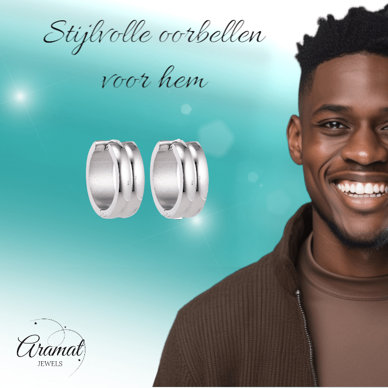 RVS Huggie Oorringen - unisex - 20x7mm - oor5832 - se41104 - Oorringen kopen# - 20mm - 7mm - alles