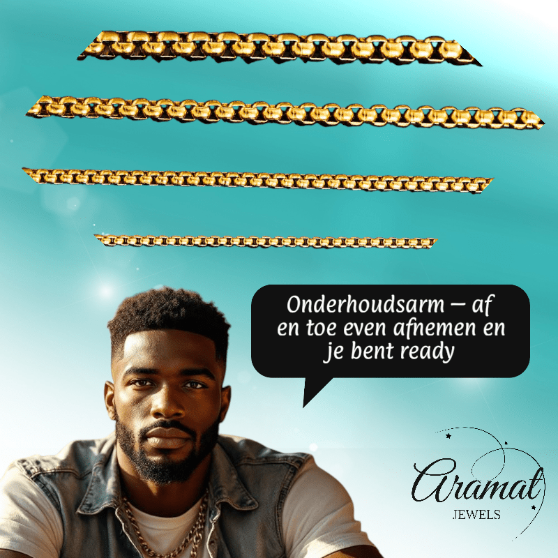 RVS Jasseron Ketting Goudkleur 50 - 60cm - Elegante Schakelketting - Aramat Jewels - Halskettingen - cadeautip