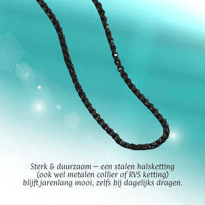 RVS Jasseron Ketting Zwart - Stoere Schakelketting Unisex - Aramat Jewels - Halskettingen - cadeautip