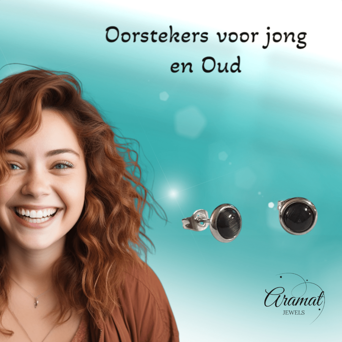 RVS Kattenoog Oorbellen 8mm – Zwart - Aramat Jewels - Oorbellen - cadeautip
