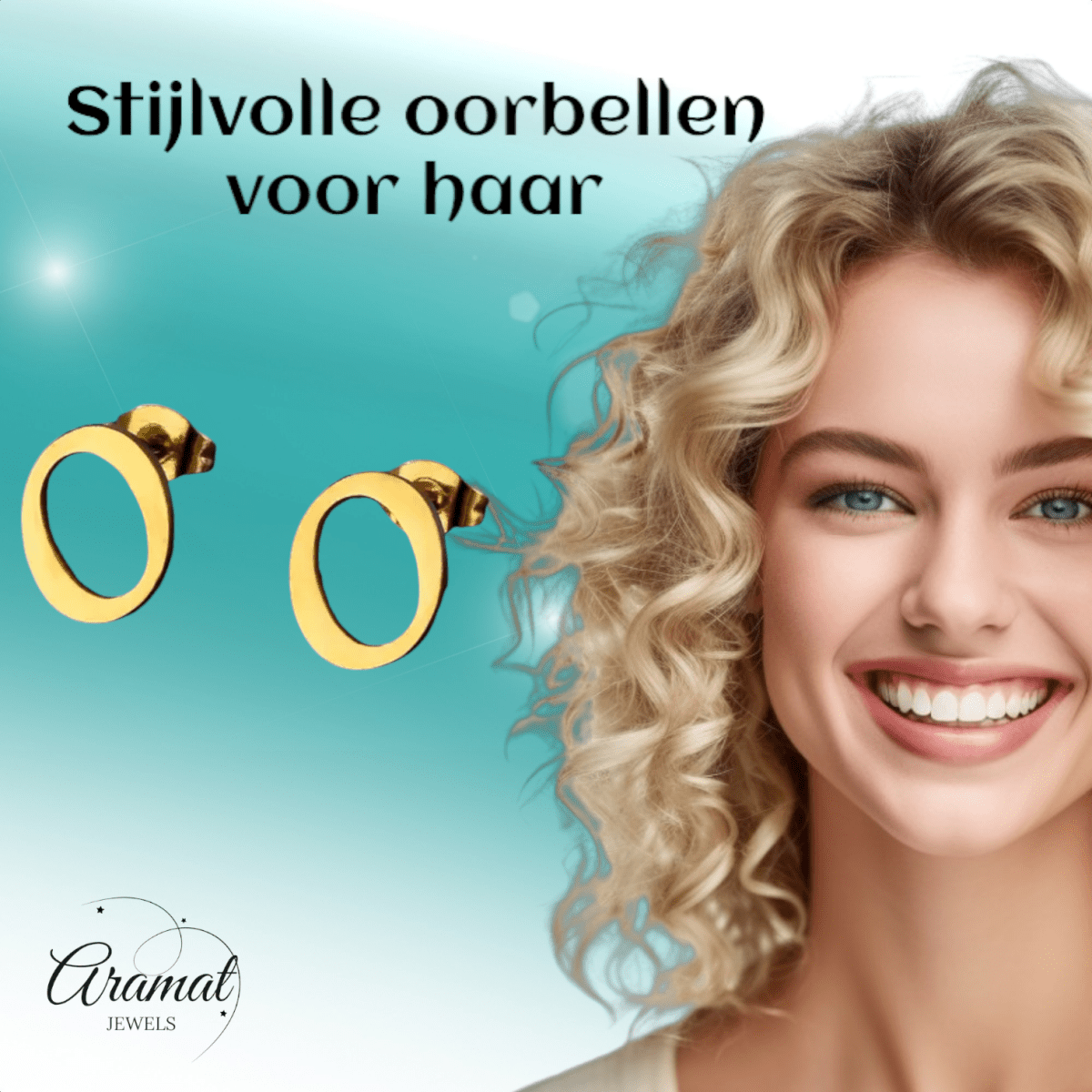 RVS letter O oorstekers goudkleurig - Aramat Jewels - Oorbellen - cadeautip