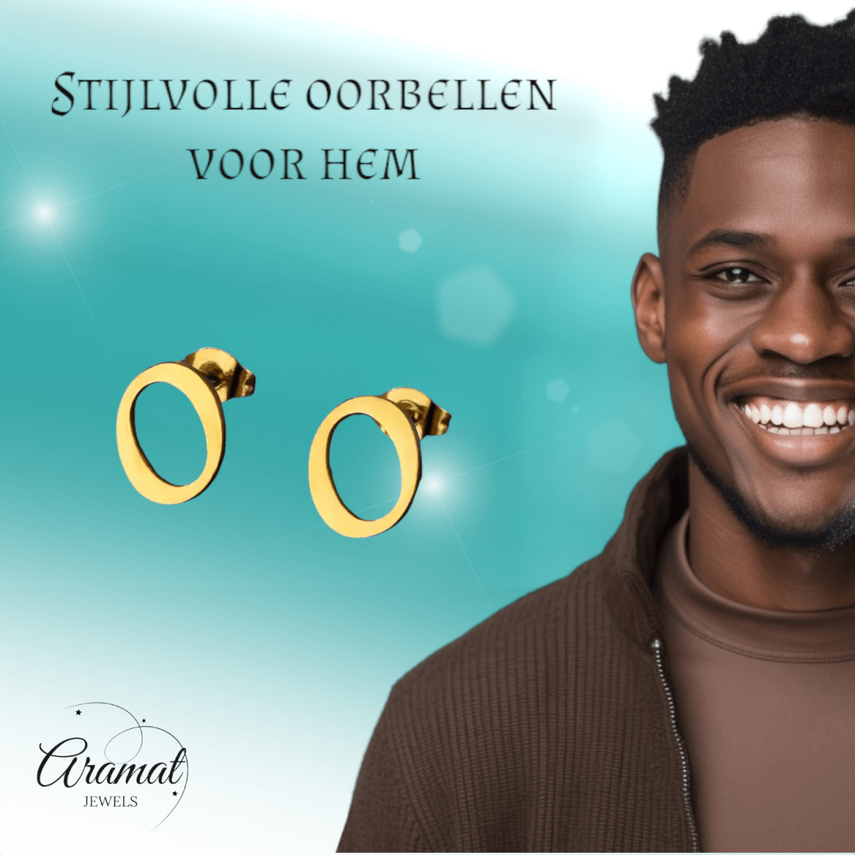 RVS letter O oorstekers goudkleurig - Aramat Jewels - Oorbellen - cadeautip