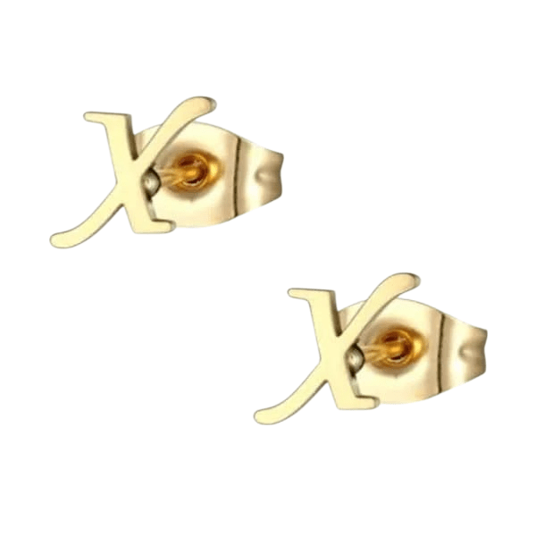 RVS Letter X Oorbellen Goudkleurig – Initiaal - Aramat Jewels - Oorbellen - cadeautip