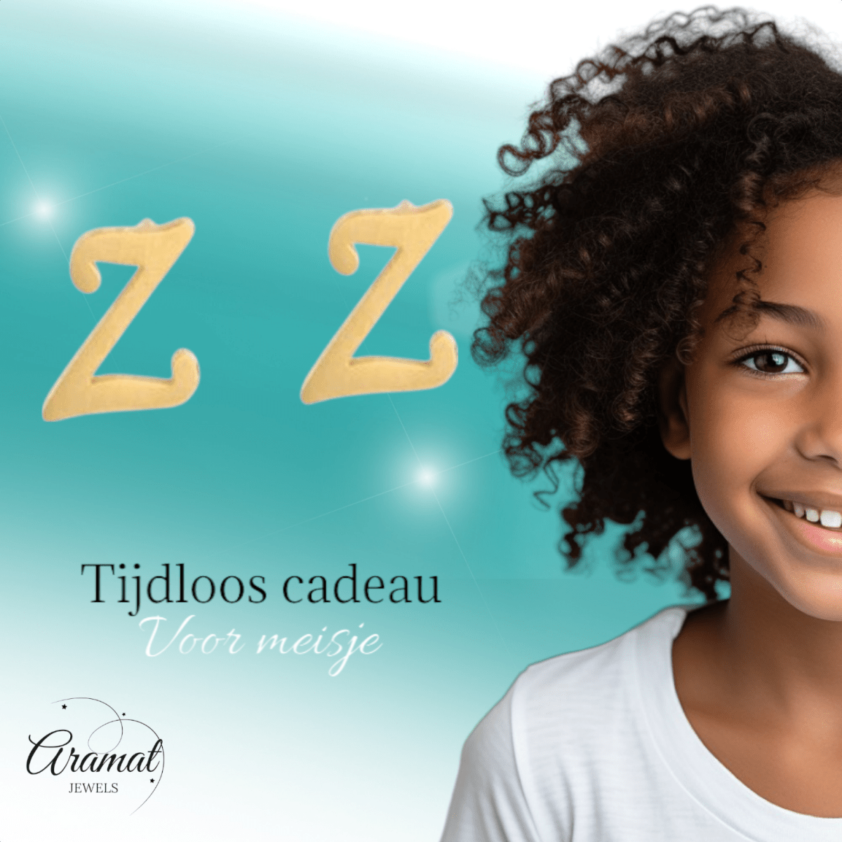 RVS Letter Z Oorbellen Goudkleurig – Initiaal - Aramat Jewels - Oorbellen - cadeautip