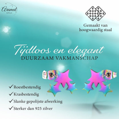 RVS Multicolor Sterren Oorbellen - Hip & Kleurrijk - oor1781 - Oorbellen kopen