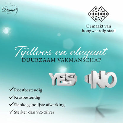 RVS oorbellen yes en no - oor18 - Oorbellen kopen# - 10mm - alles