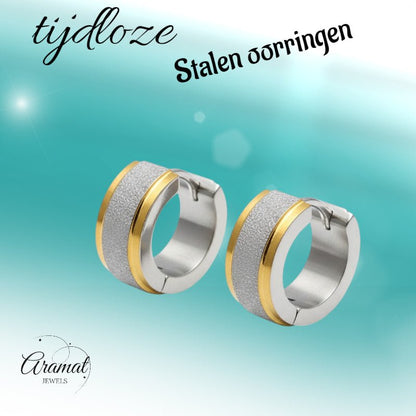 RVS oorringen - Bicolor - Sandblasted - Aramat Jewels - Oorringen - cadeautip
