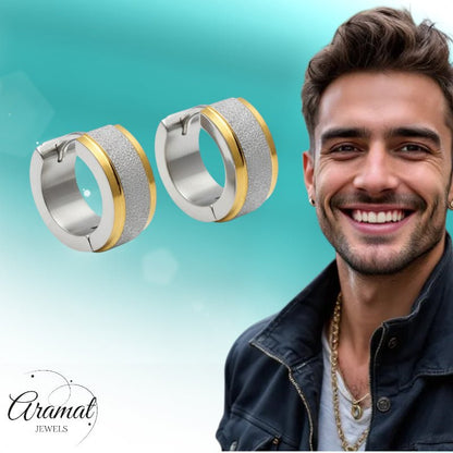 RVS oorringen - Bicolor - Sandblasted - Aramat Jewels - Oorringen - cadeautip