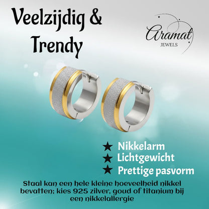 RVS oorringen - Bicolor - Sandblasted - Aramat Jewels - Oorringen - cadeautip