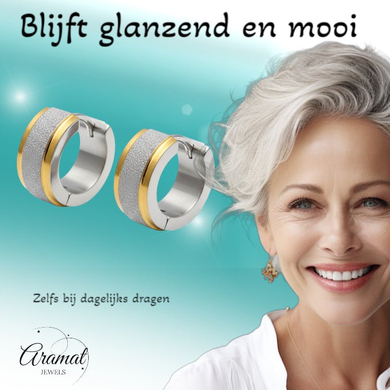 RVS oorringen - Bicolor - Sandblasted - Aramat Jewels - Oorringen - cadeautip