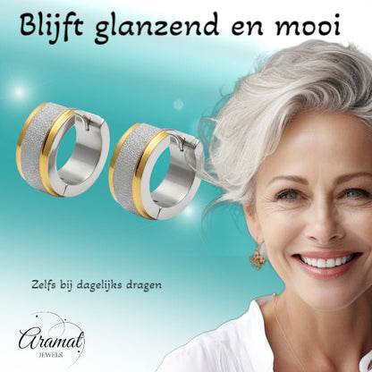 RVS oorringen - Bicolor - Sandblasted - Aramat Jewels - Oorringen - cadeautip