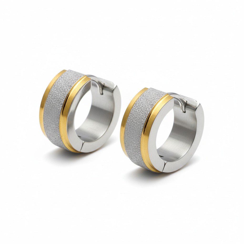 RVS oorringen - Bicolor - Sandblasted - Aramat Jewels - Oorringen - cadeautip