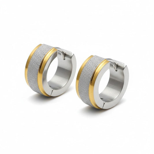 RVS oorringen - Bicolor - Sandblasted - Aramat Jewels - Oorringen - cadeautip