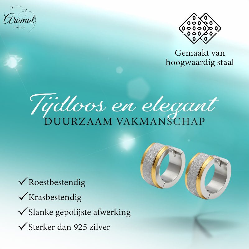 RVS oorringen - Bicolor - Sandblasted - Aramat Jewels - Oorringen - cadeautip