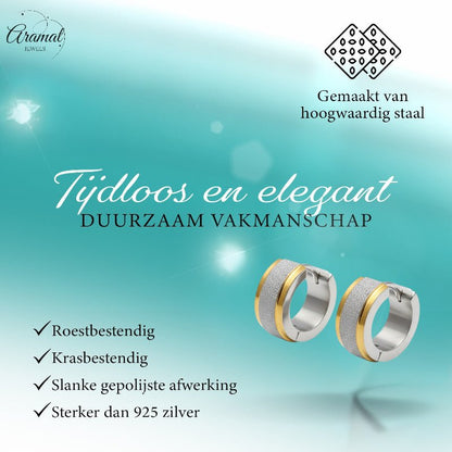 RVS oorringen - Bicolor - Sandblasted - Aramat Jewels - Oorringen - cadeautip
