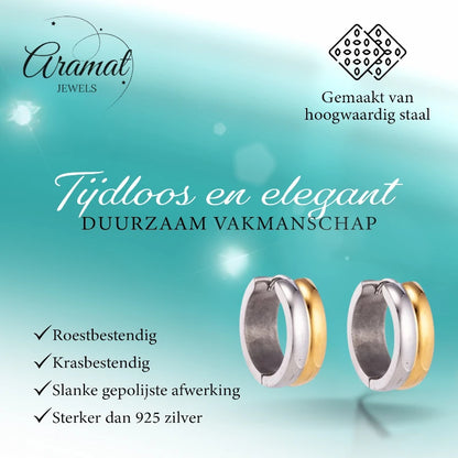 RVS oorringen - Bicolor Staal - Glanzend