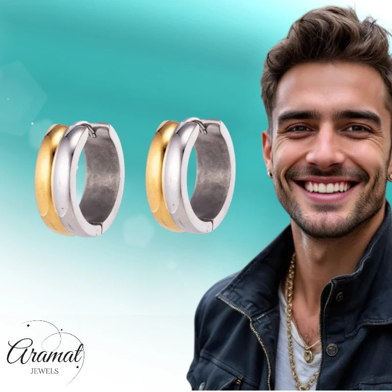 RVS oorringen - Bicolor Staal - Glanzend